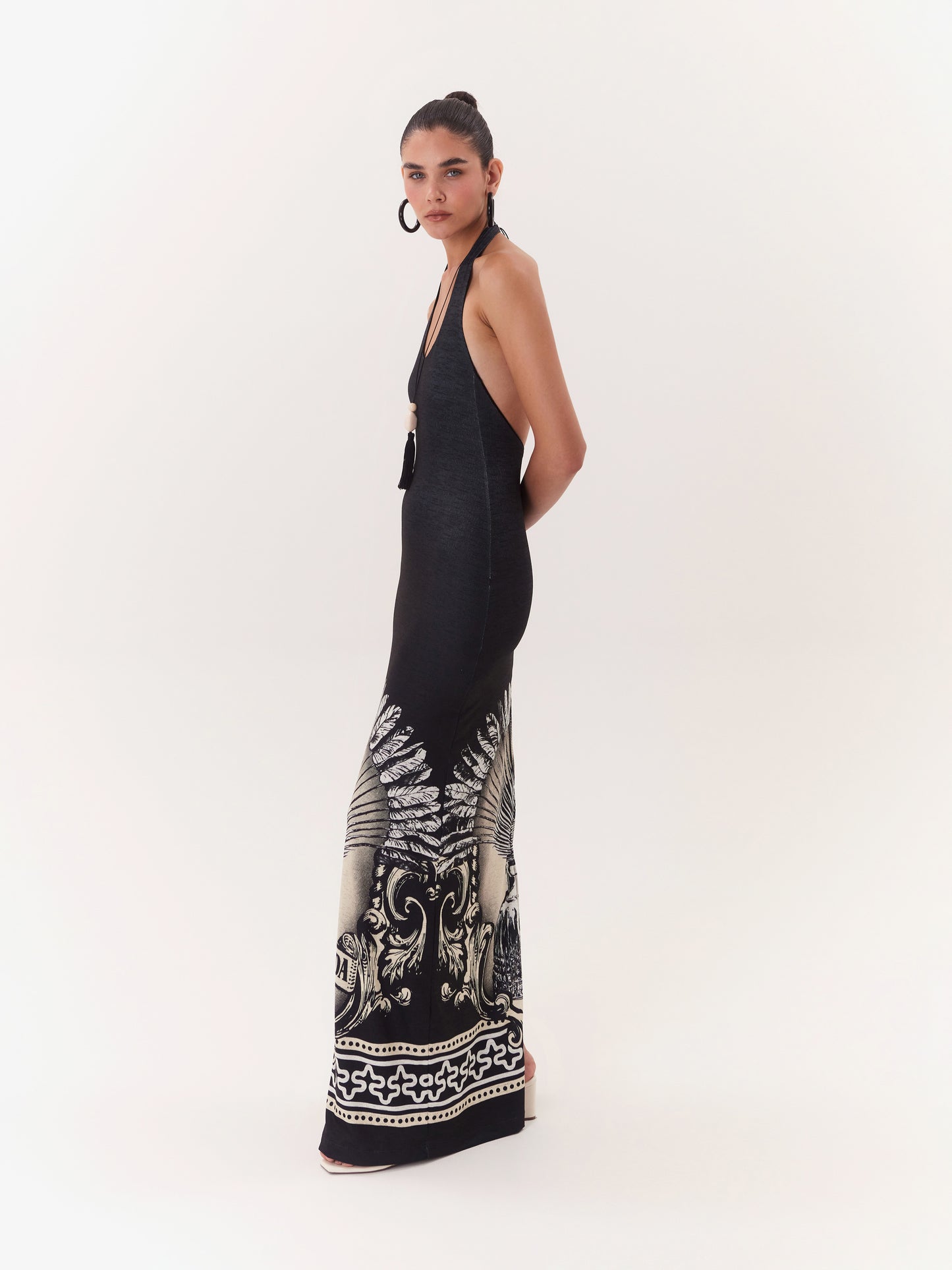 MAXI DRESS HALTER SOLAR BLACK