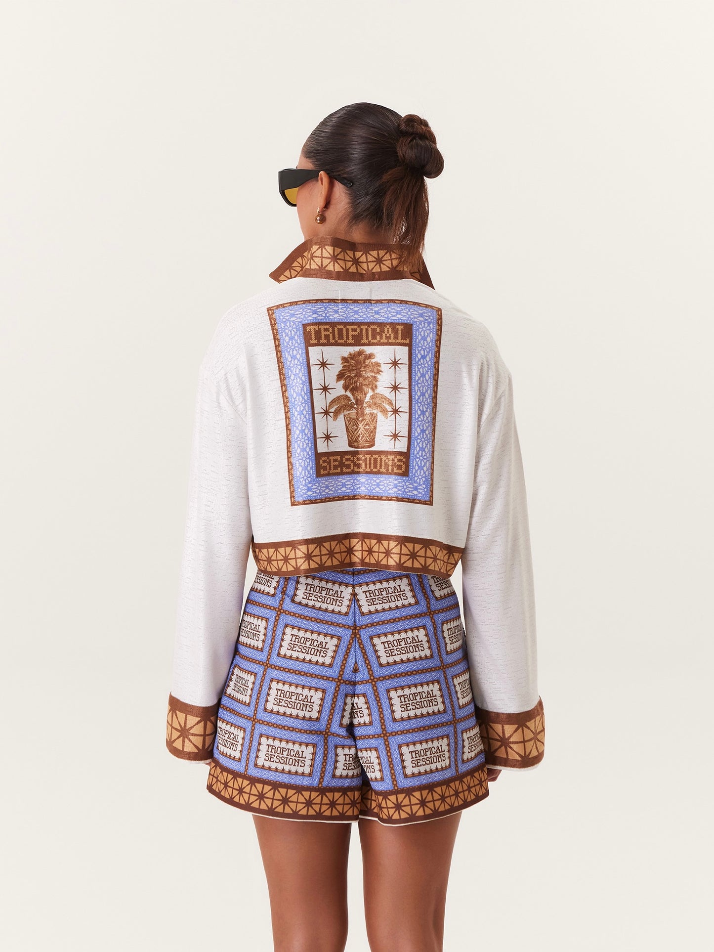 TROPICAL CROPPED TOP BLUE