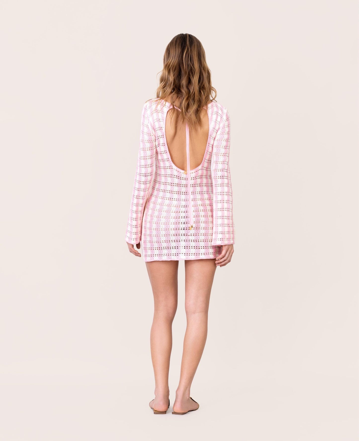 PINK AND WHITE CROCHET DRESS