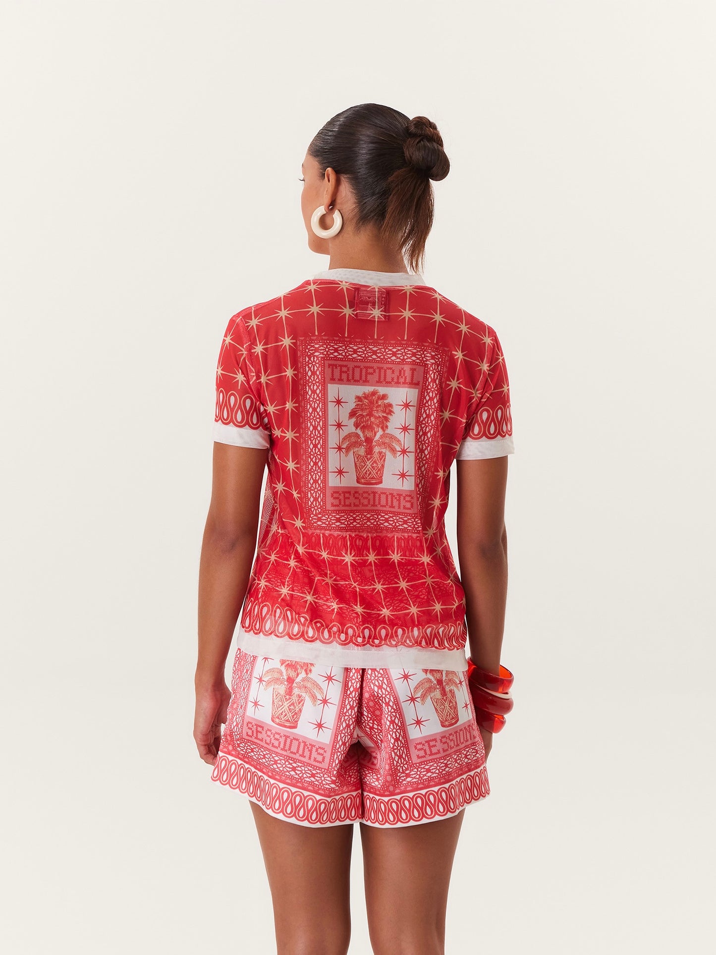 TROPICAL ELASTIC SHORTS PINK