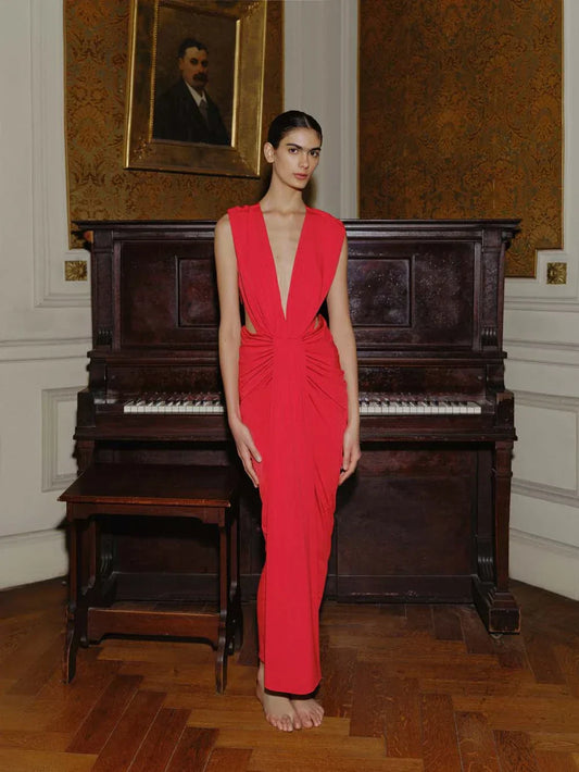 NIA ORANGE RED DRESS