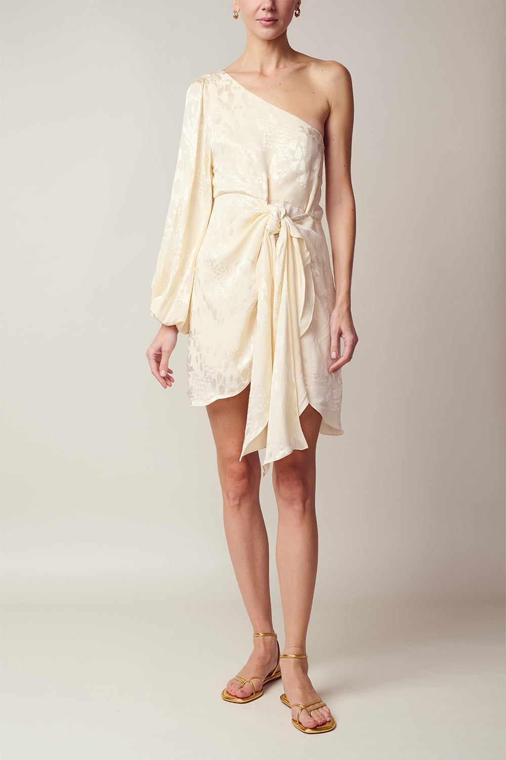 CAYMAN IVORY JAQUARD DRESS