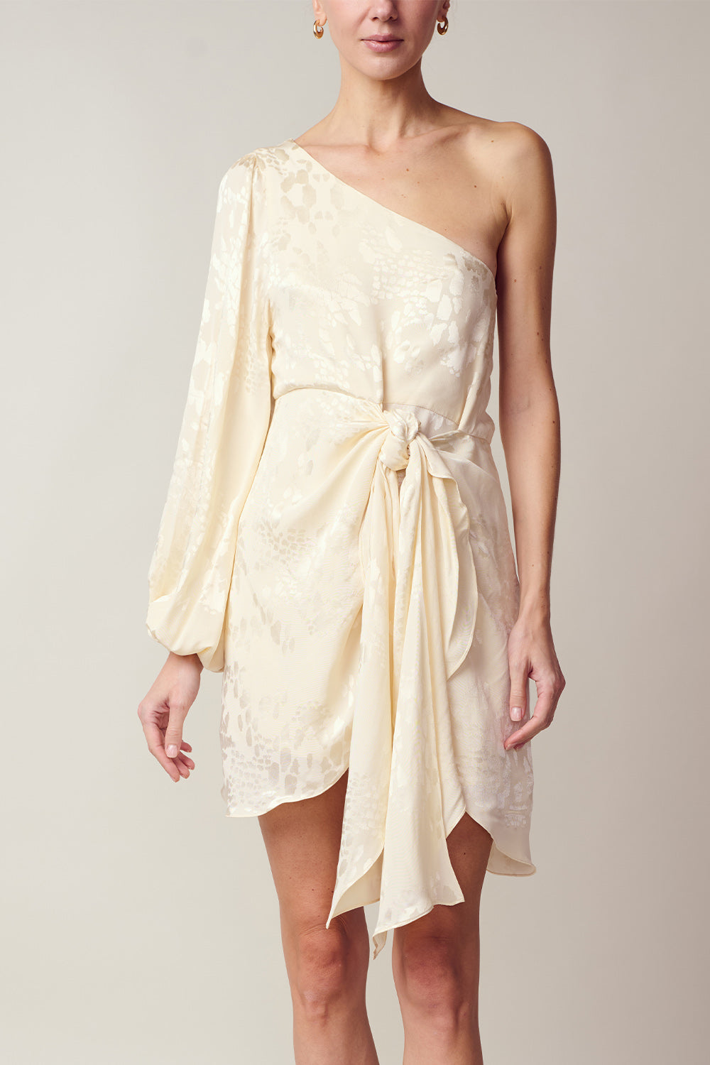 CAYMAN IVORY JAQUARD DRESS