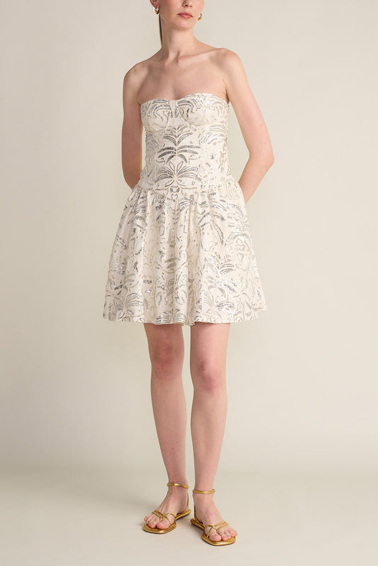 VALLESCA SEQUIN IVORY DRESS