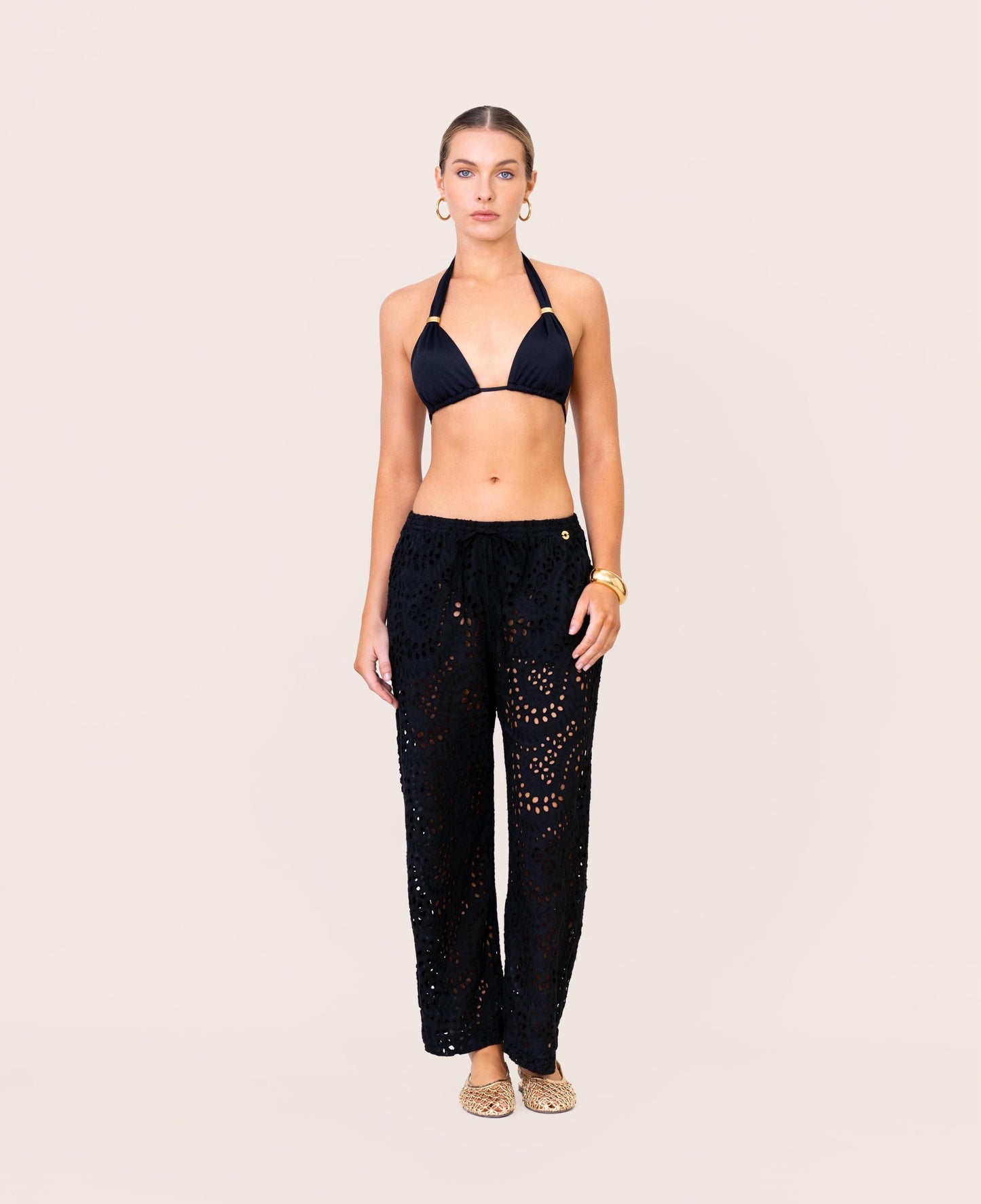 BLACK LACE PANTS