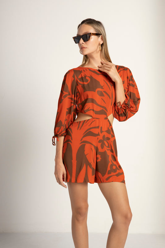 ORANGE PRINT ROMPER