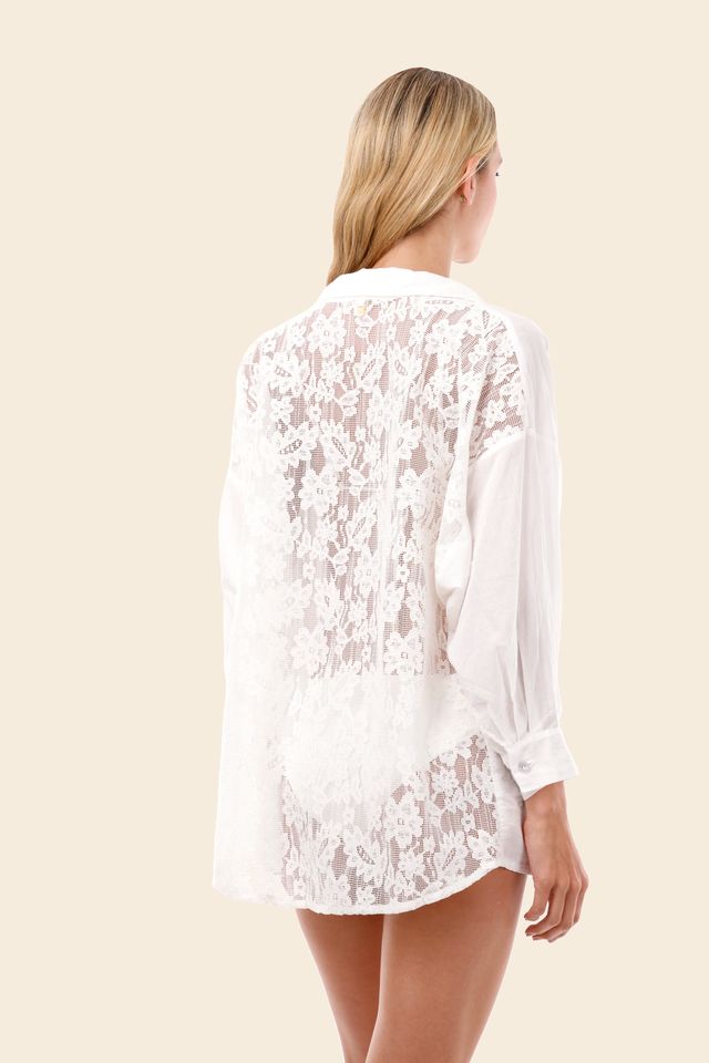 WHITE VERA LACE SHIRT