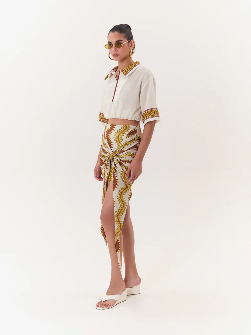 SKIRT STRETCH BROWN SOLAR