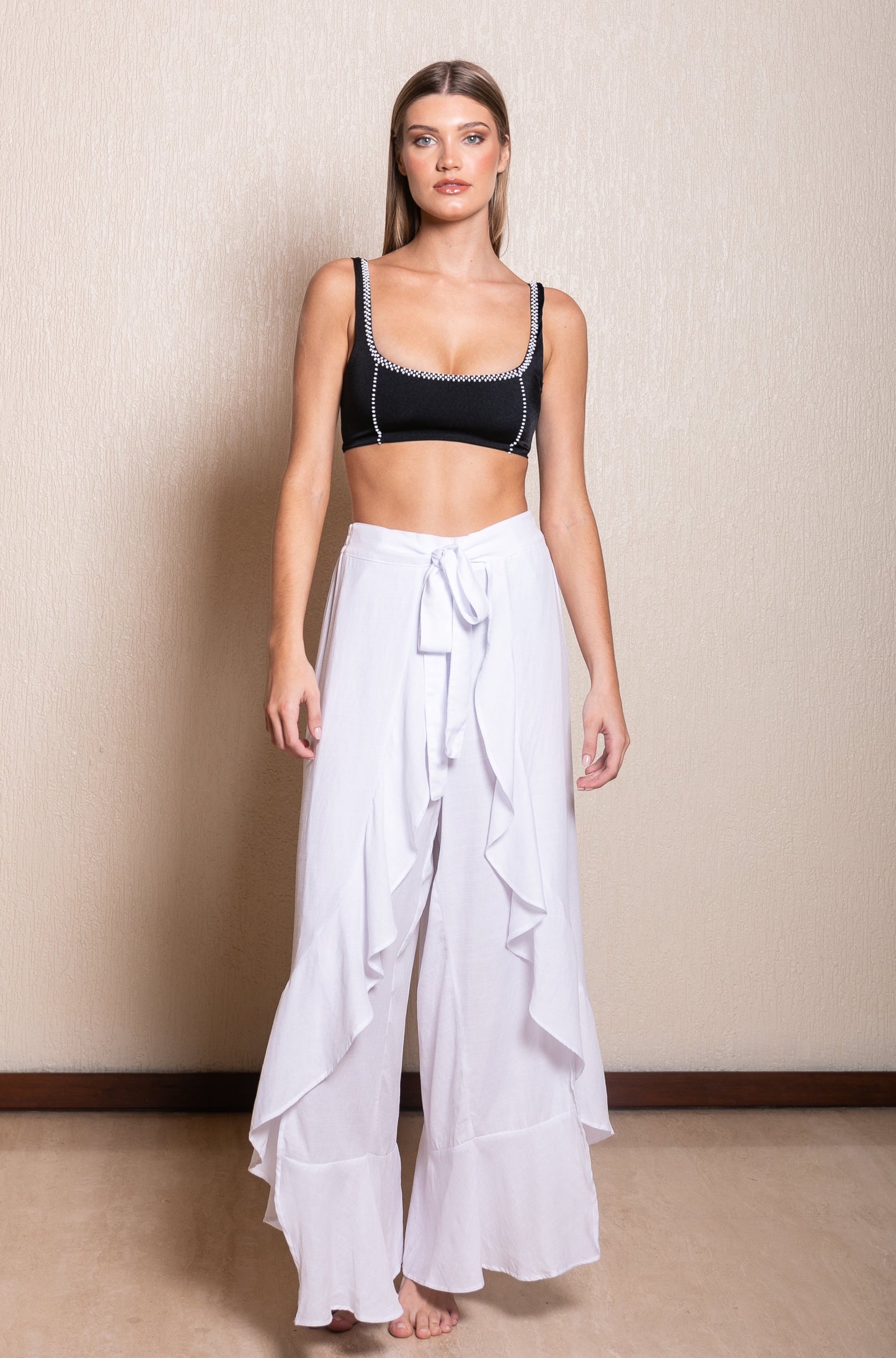 ATHINA WHITE WRAP-AROUND PANTS