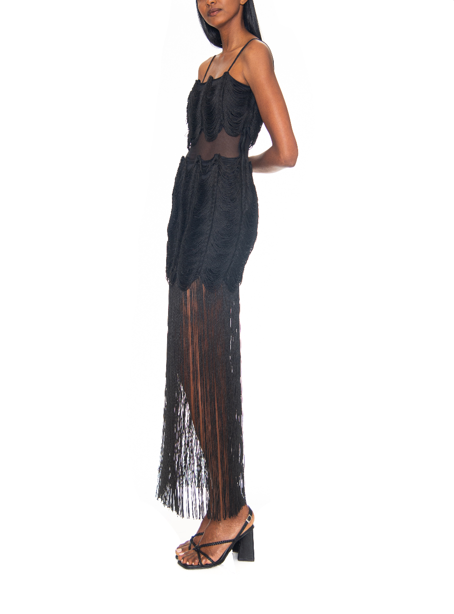 BLAKE FRINGE BLACK DRESS