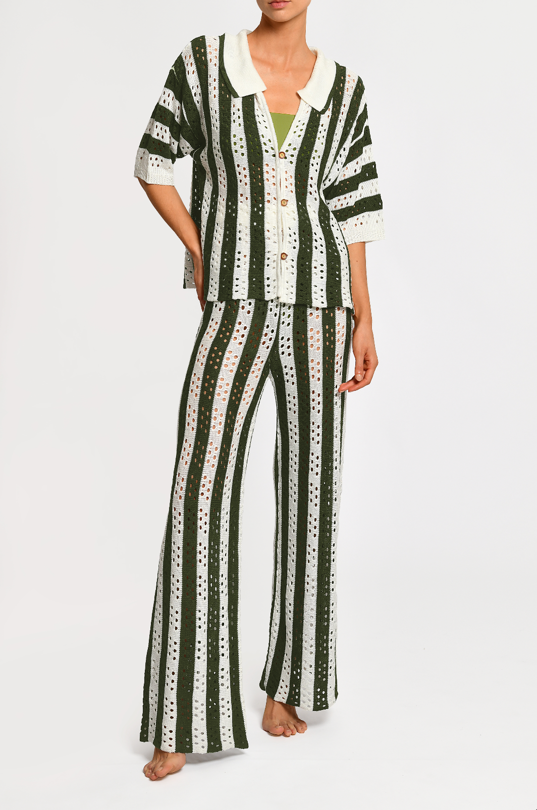 LAURENT SIRO GREEN STRIPE KNIT SET