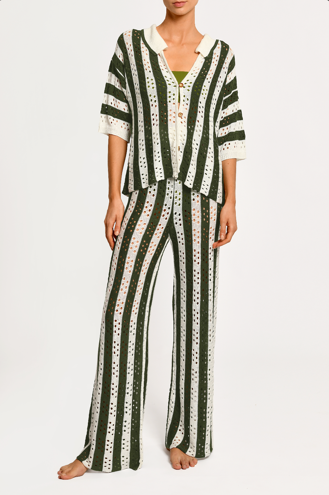 LAURENT SIRO GREEN STRIPE KNIT SET