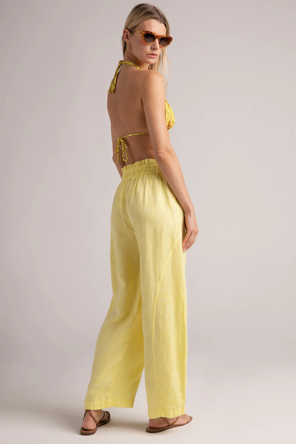 YELLOW LINEN PANTS