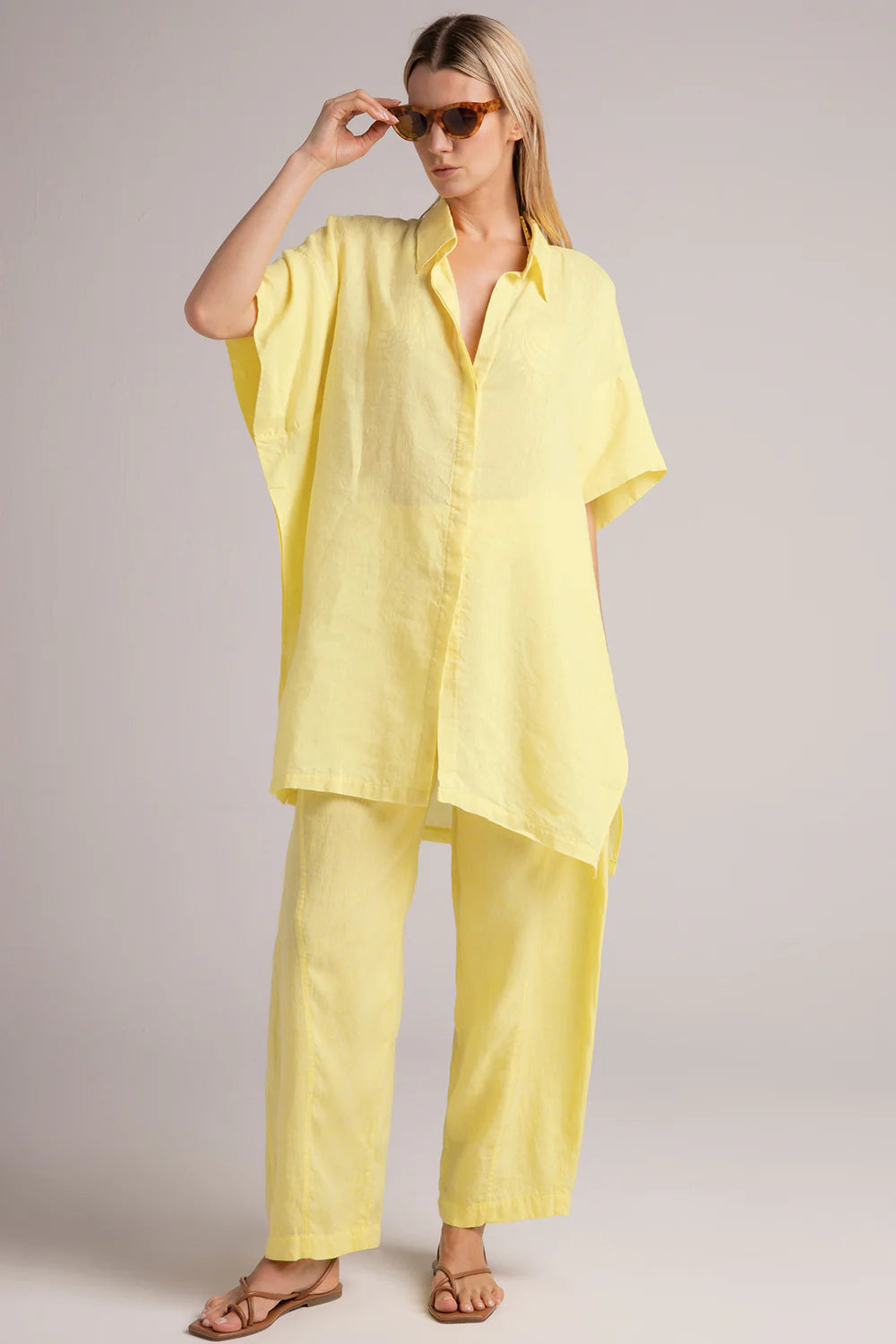 YELLOW LINEN PANTS