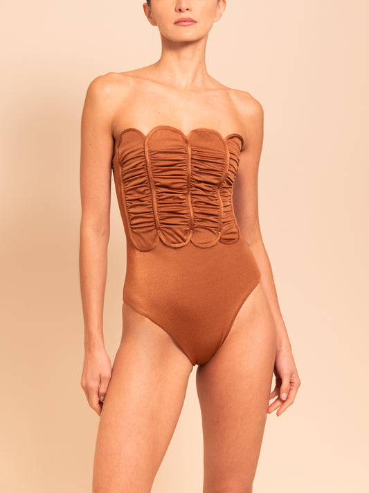 VOLTERRA MAILLOT COGNAC ONE PIECE