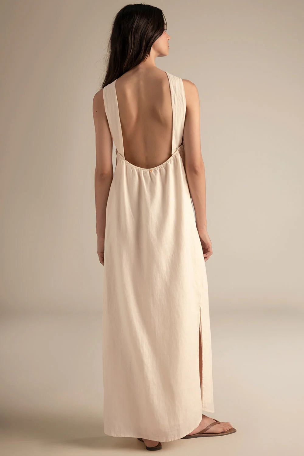 IVORY HALTER LONG DRESS