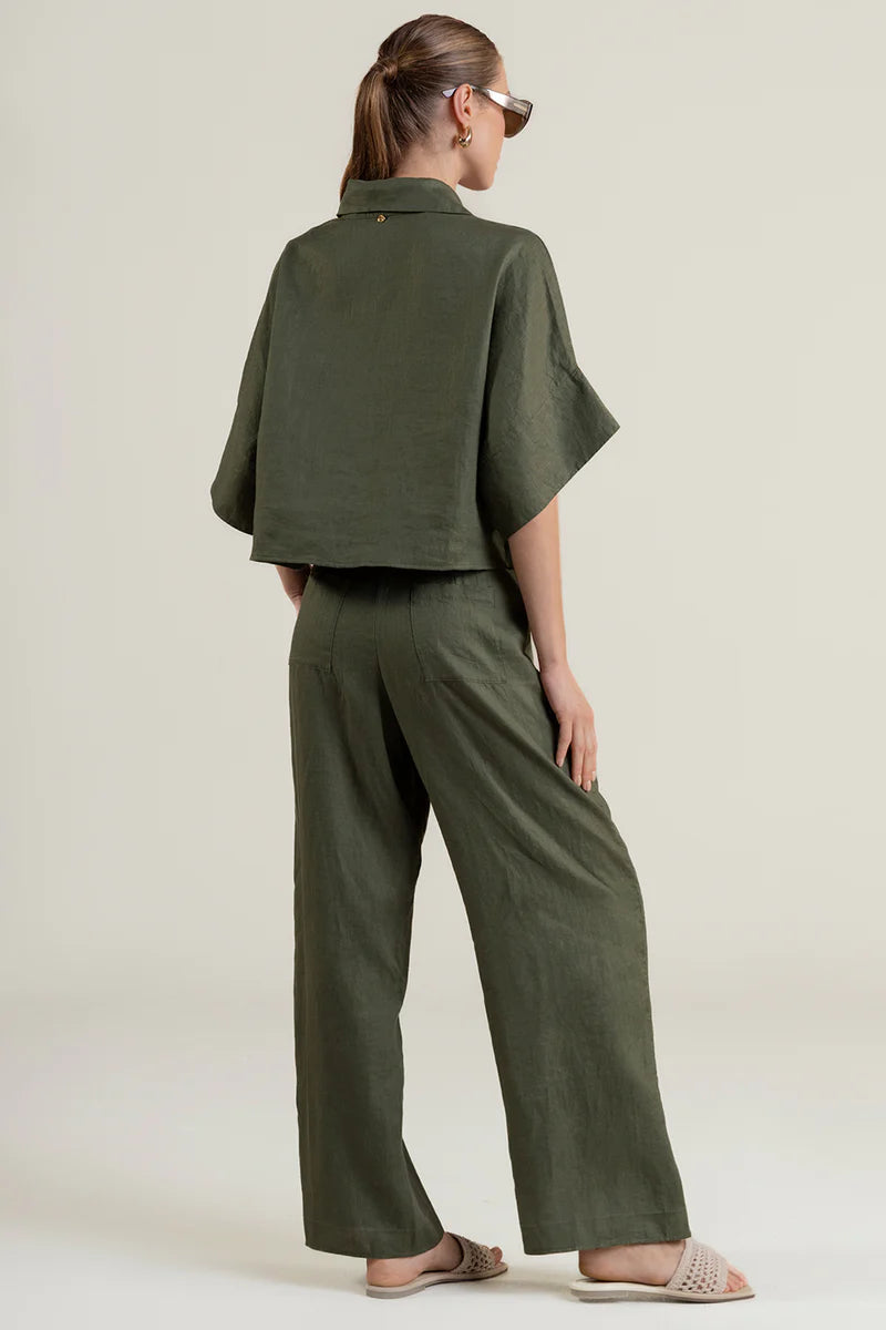 OLIVE GREEN LINEN SET