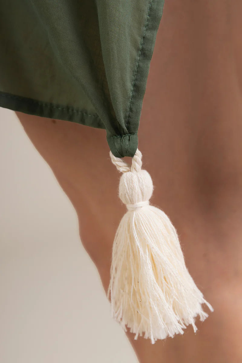 OLIVE GREEN LINEN KIMONO