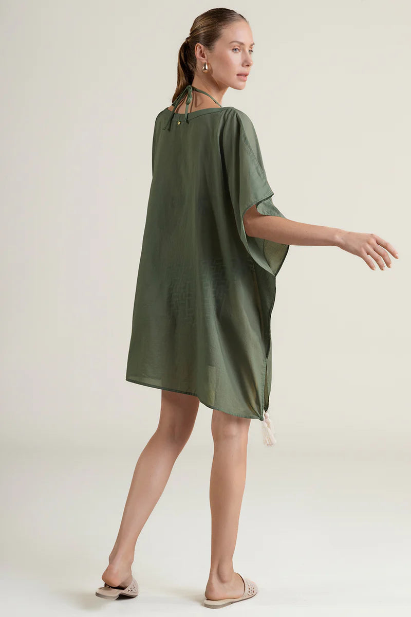 OLIVE GREEN LINEN KIMONO