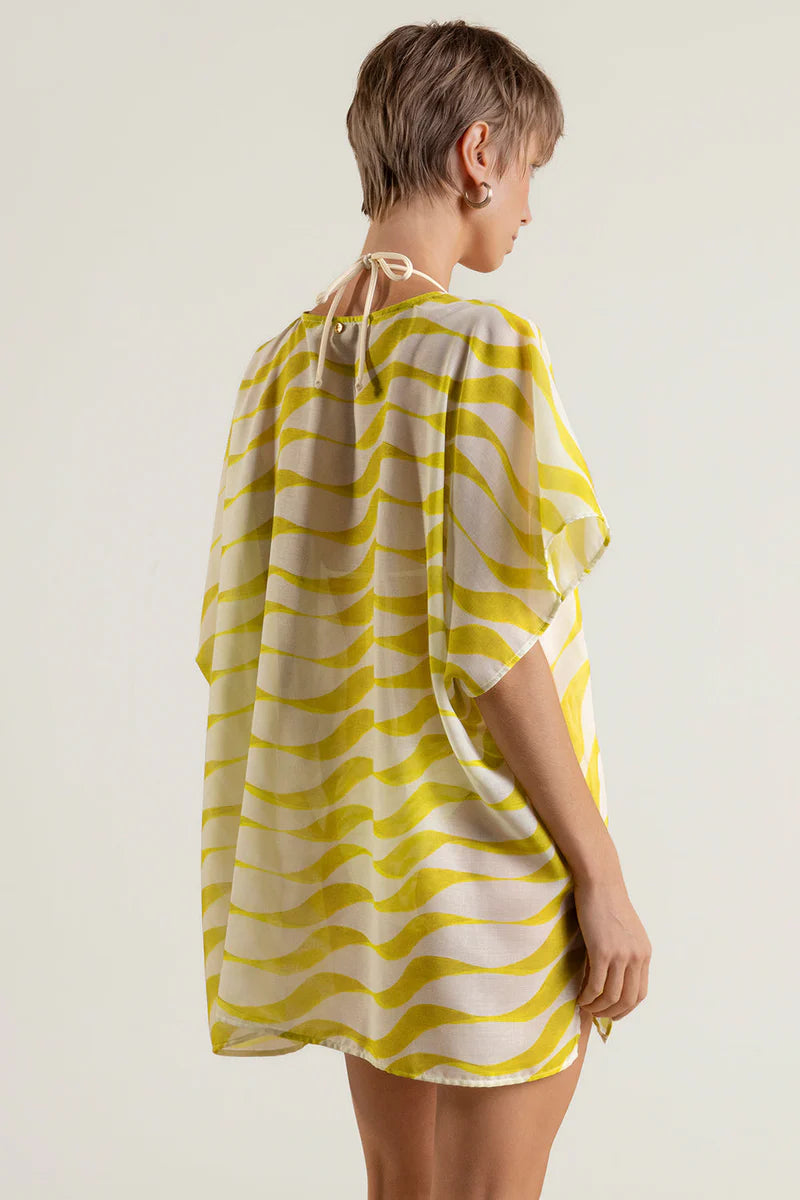 LIME GREEN PRINT KIMONO