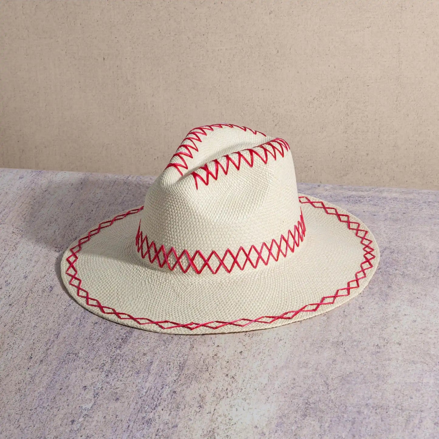 JADE HAT RED STITCHES