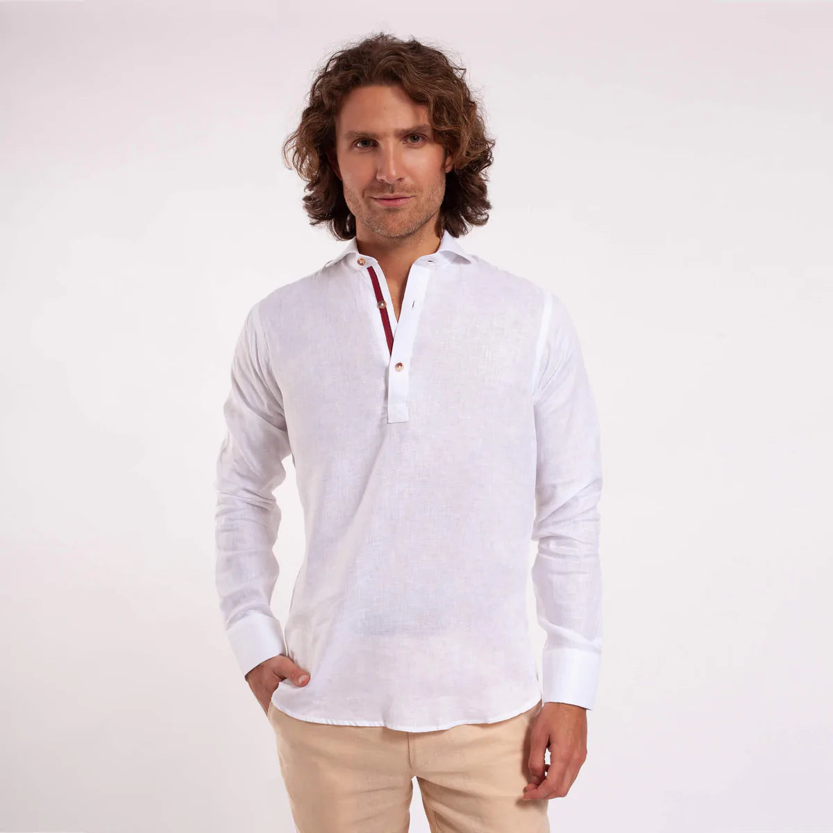 LINEN POLERA SHIRT WHITE