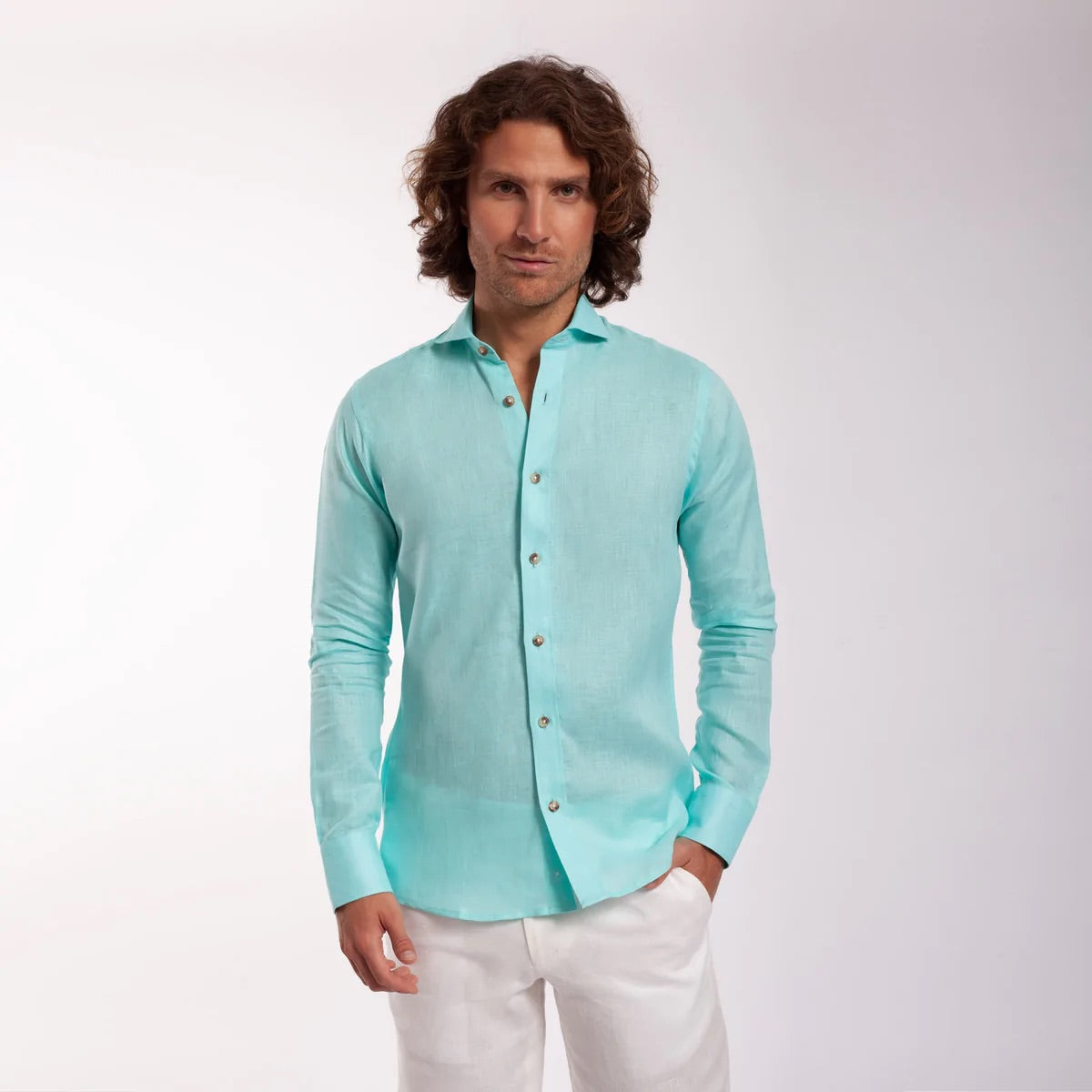 LINEN SHIRT LIGHT GREEN