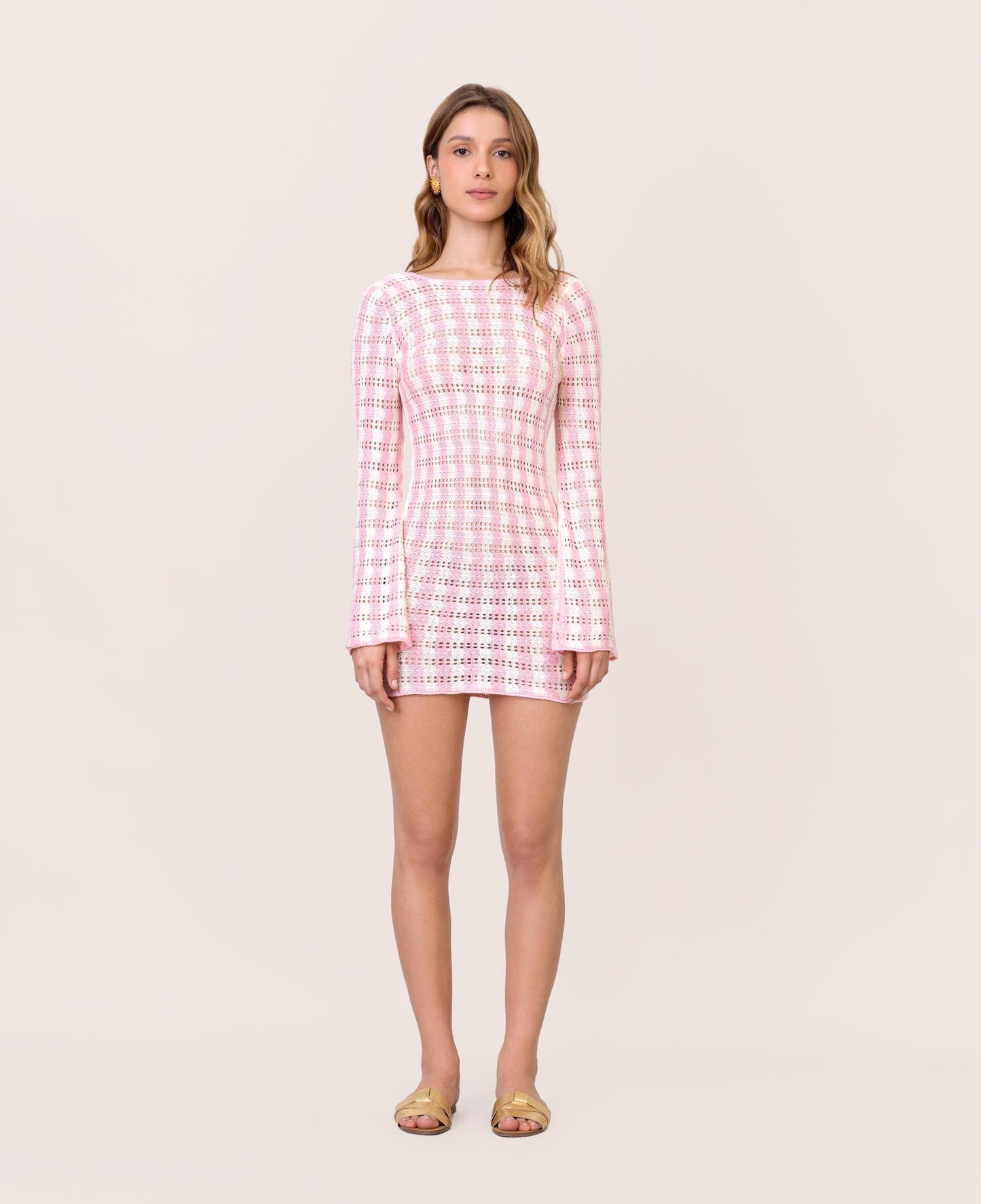 PINK AND WHITE CROCHET DRESS