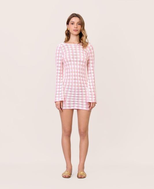 PINK AND WHITE CROCHET DRESS