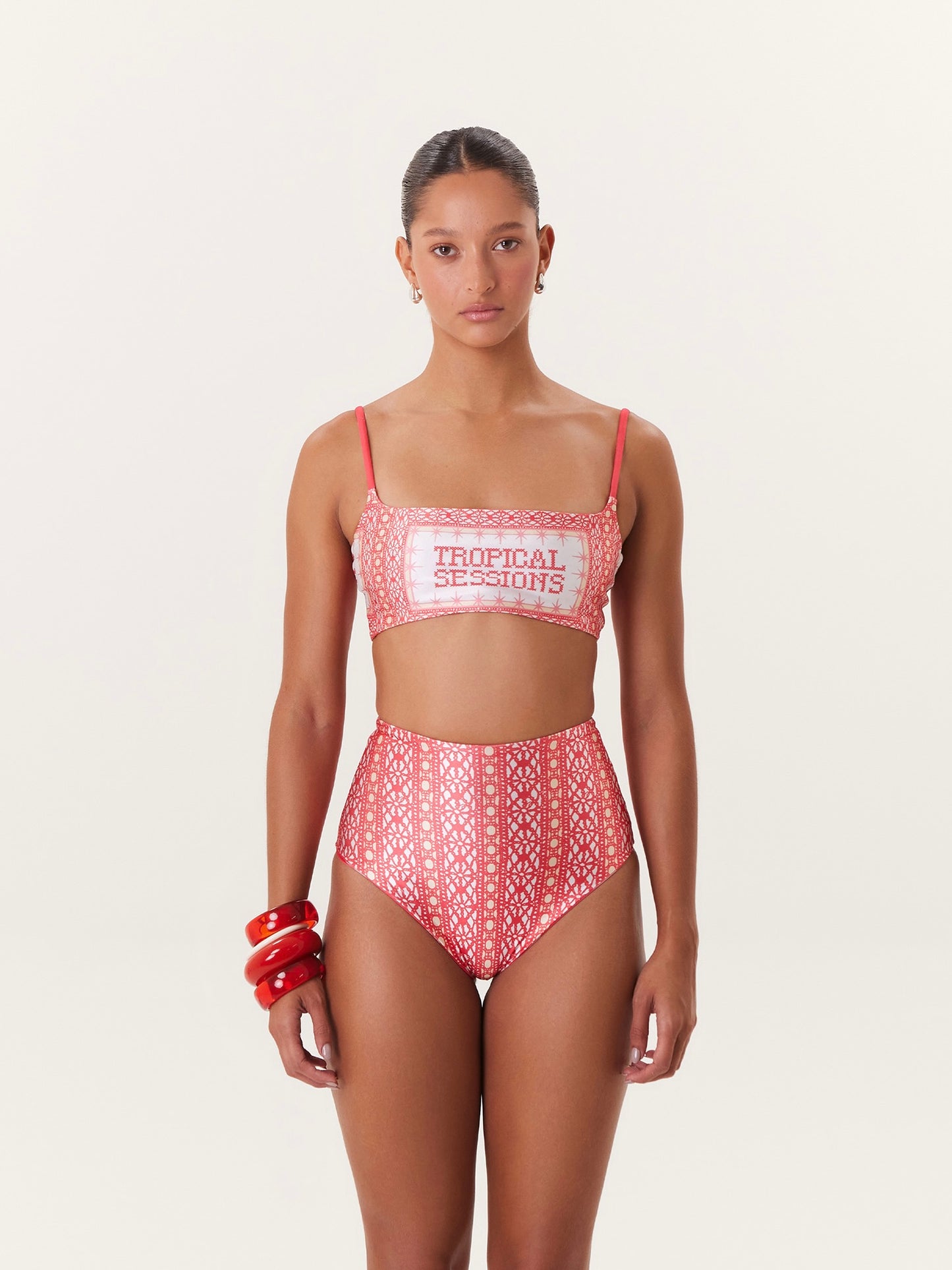 TROPICAL HIGH WAIST BIKINI PINK