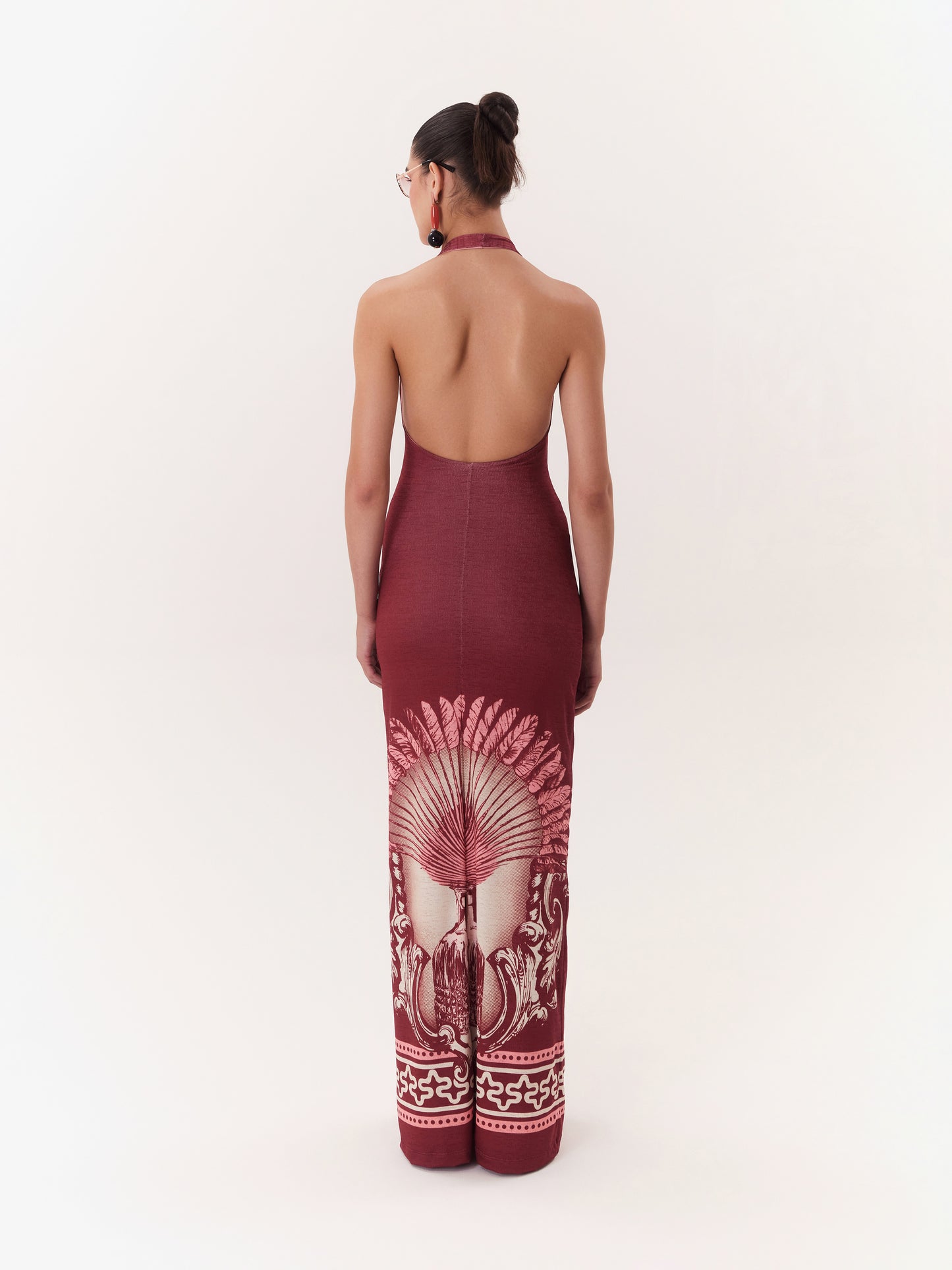 MAXI DRESS HALTER SOLAR WINE