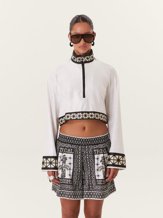 TROPICAL ELASTIC SHORTS BLACK