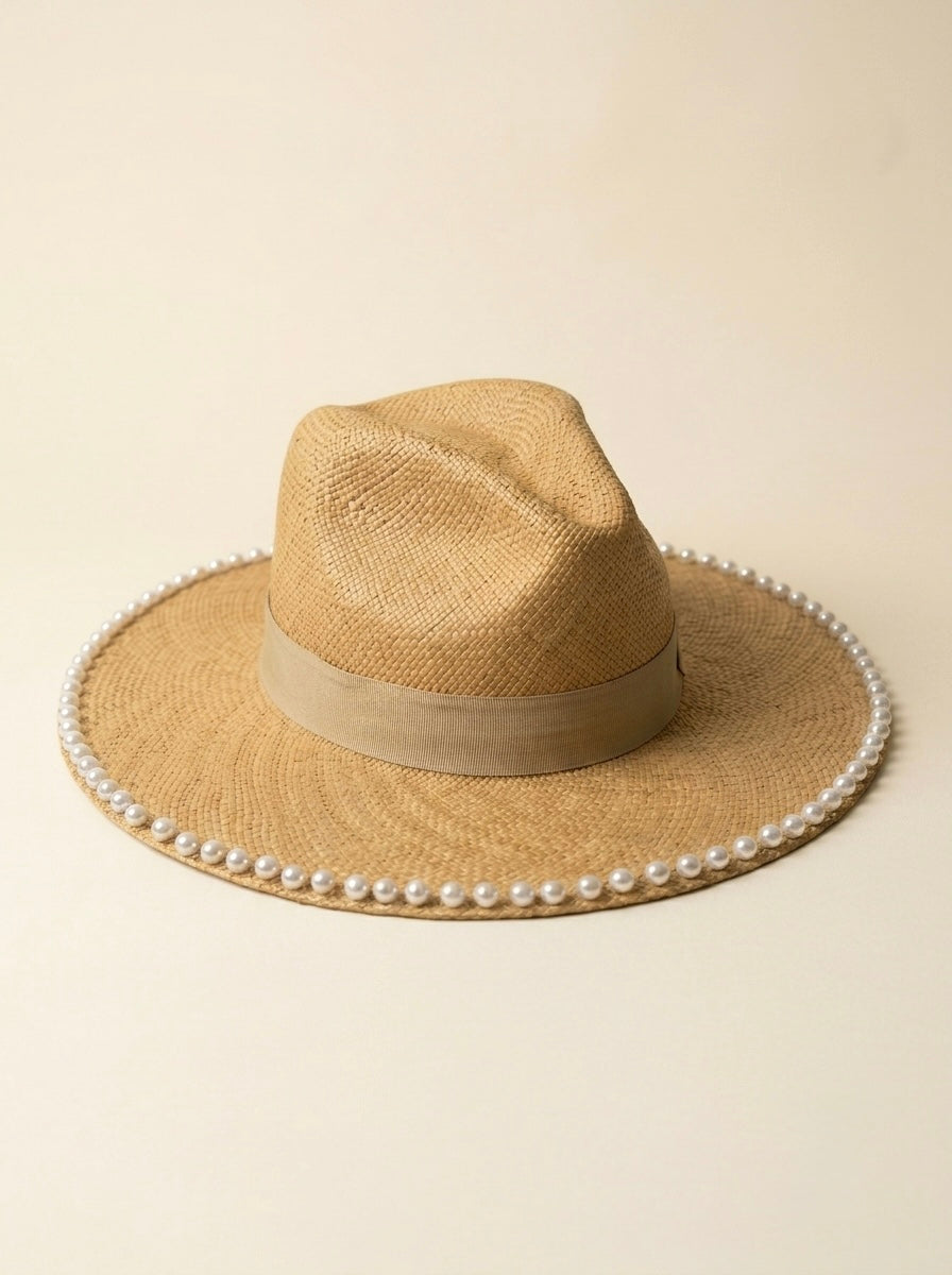 TAN WITH PEARLS HAT