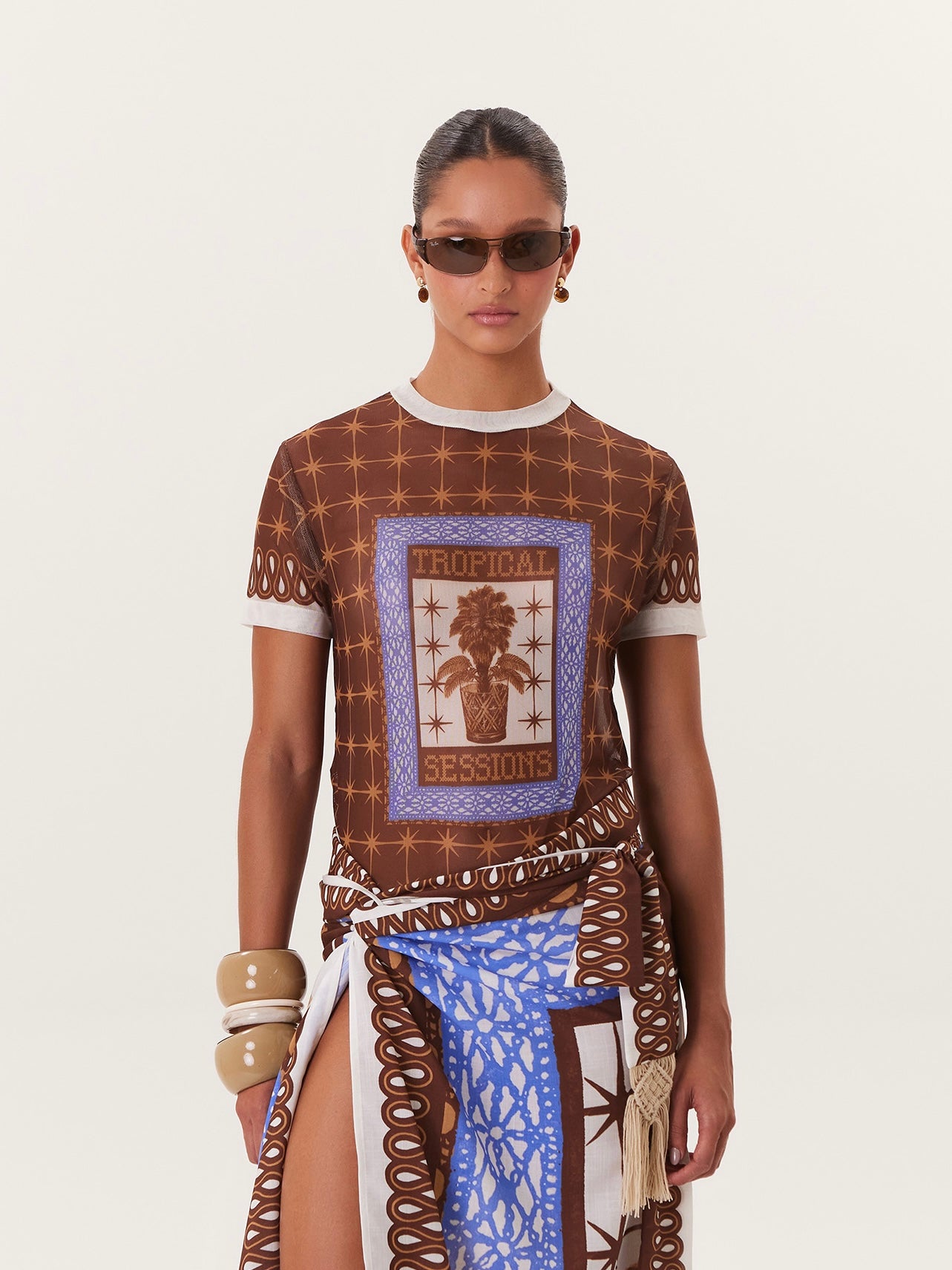 TROPICAL MESH TOP BLUE