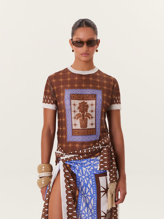 TROPICAL MESH TOP BLUE