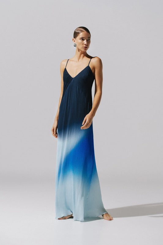 PLIE MAXI DRESS BLUE MARINE