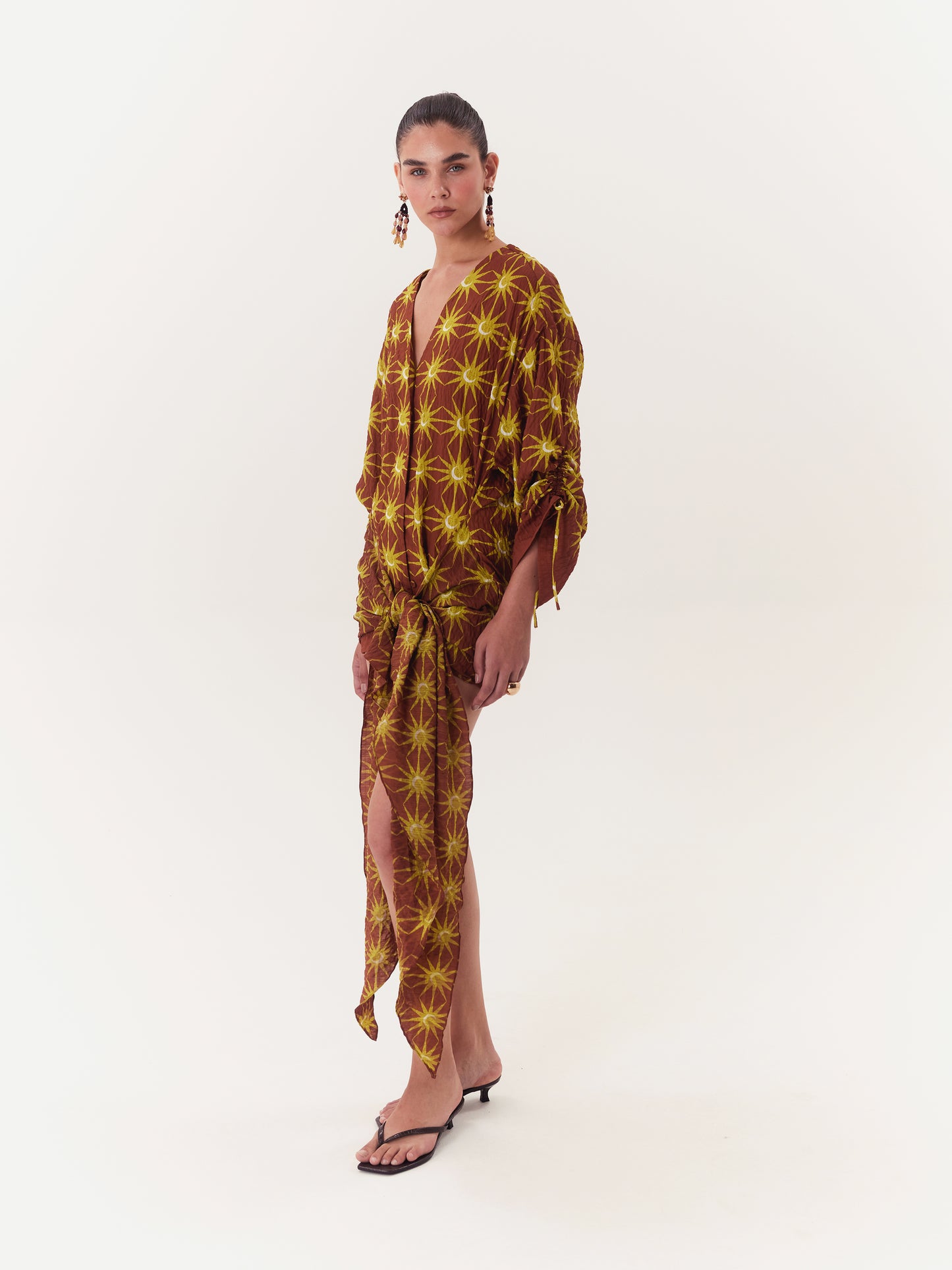 SOLAR WRAP DRESS BROWN