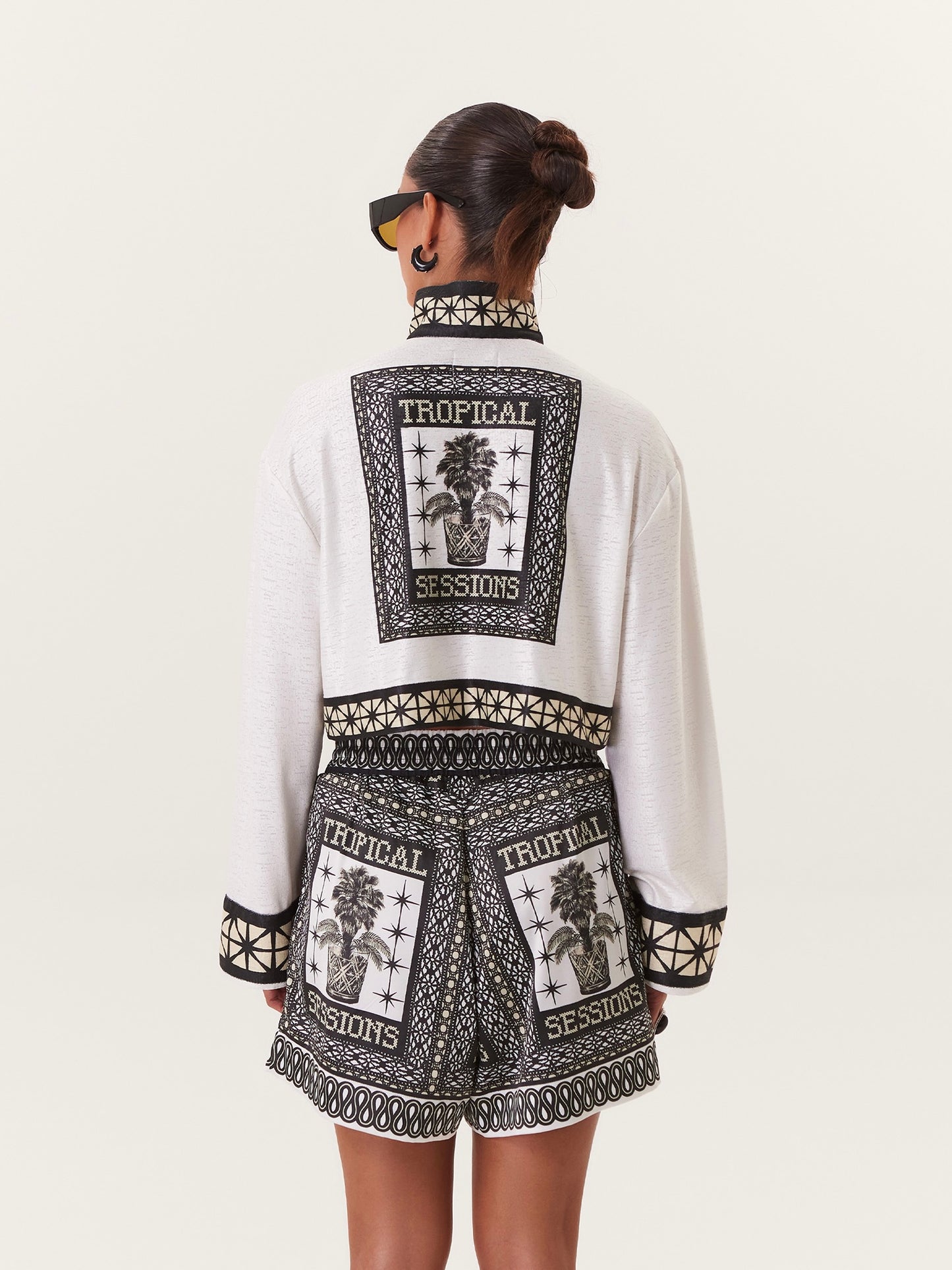 TROPICAL ELASTIC SHORTS BLACK