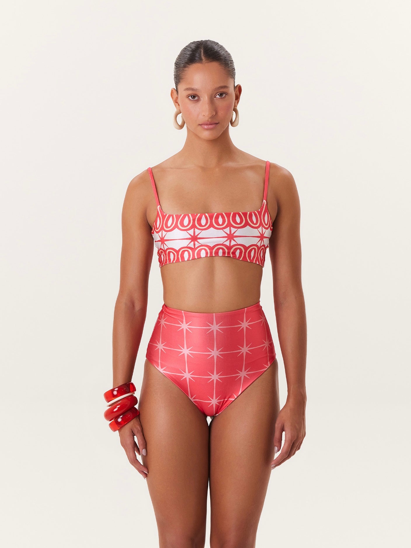 TROPICAL HIGH WAIST BIKINI PINK