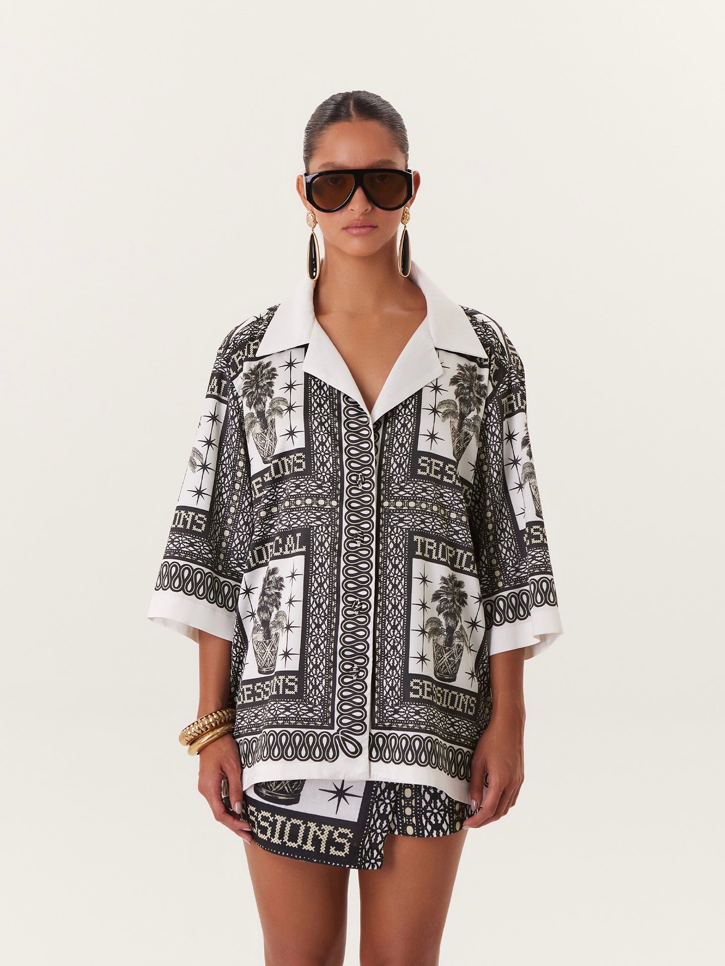 TROPICAL BLOUSE BLACK