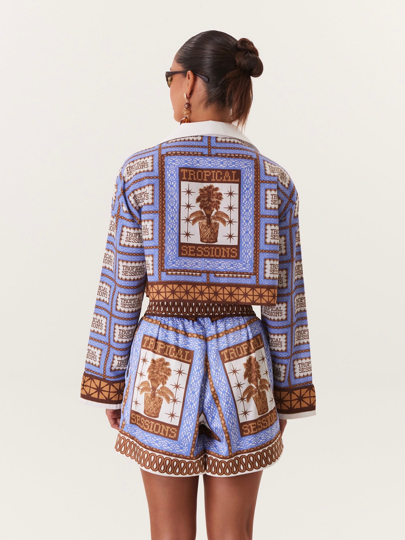 TROPICAL ELASTIC SHORTS BLUE