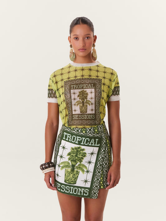 TROPICAL MINI SKIRT GREEN