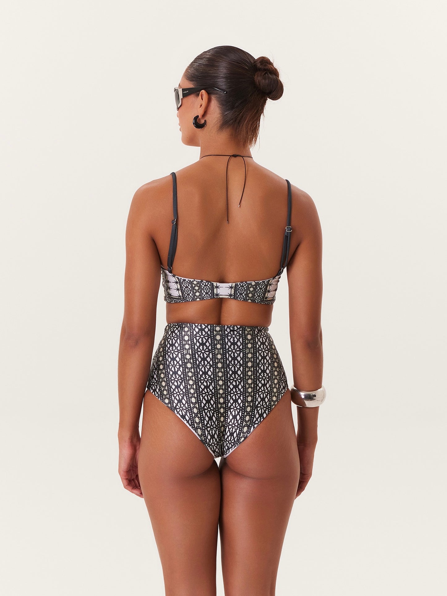 TROPICAL HIGH WAIST BIKINI BLACK