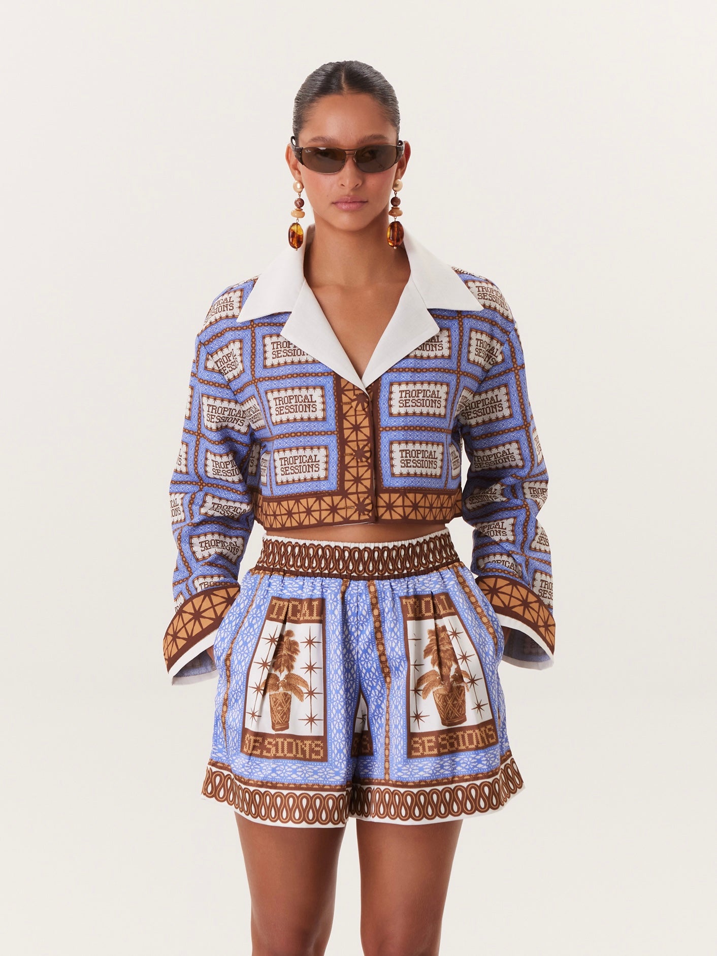 TROPICAL ELASTIC SHORTS BLUE