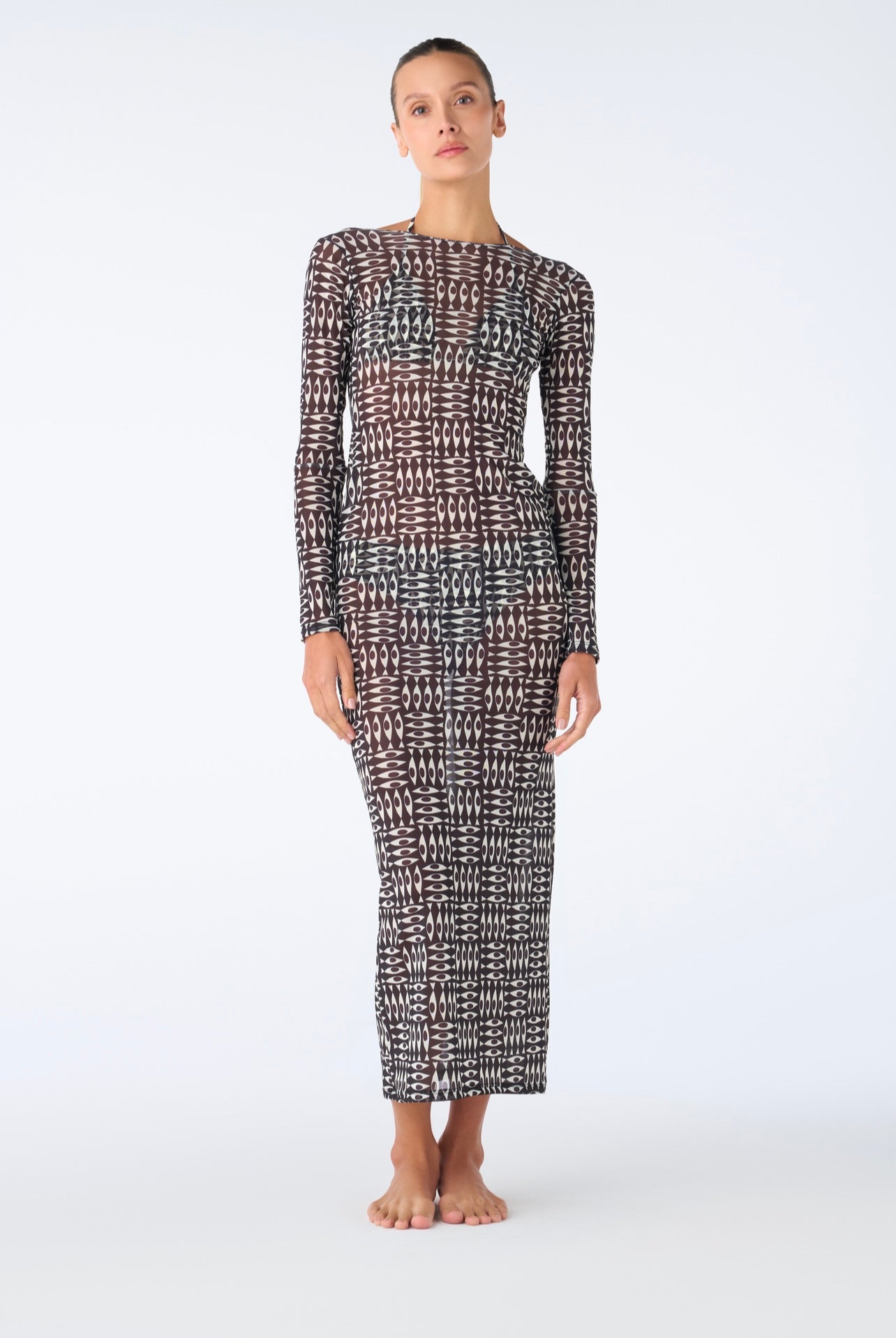 MIDNIGHT MOLA MESH LONG DRESS