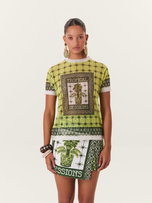 TROPICAL MESH TOP GREEN