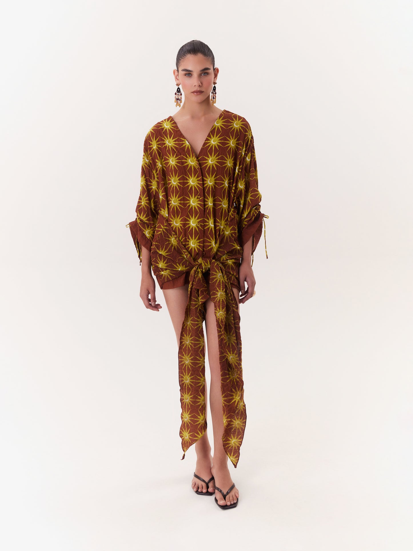 SOLAR WRAP DRESS BROWN