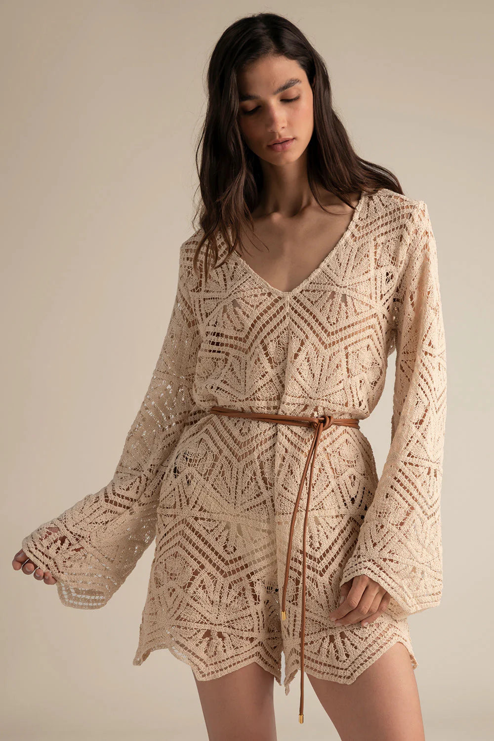 BEIGE JUMPSUIT WITH BELT