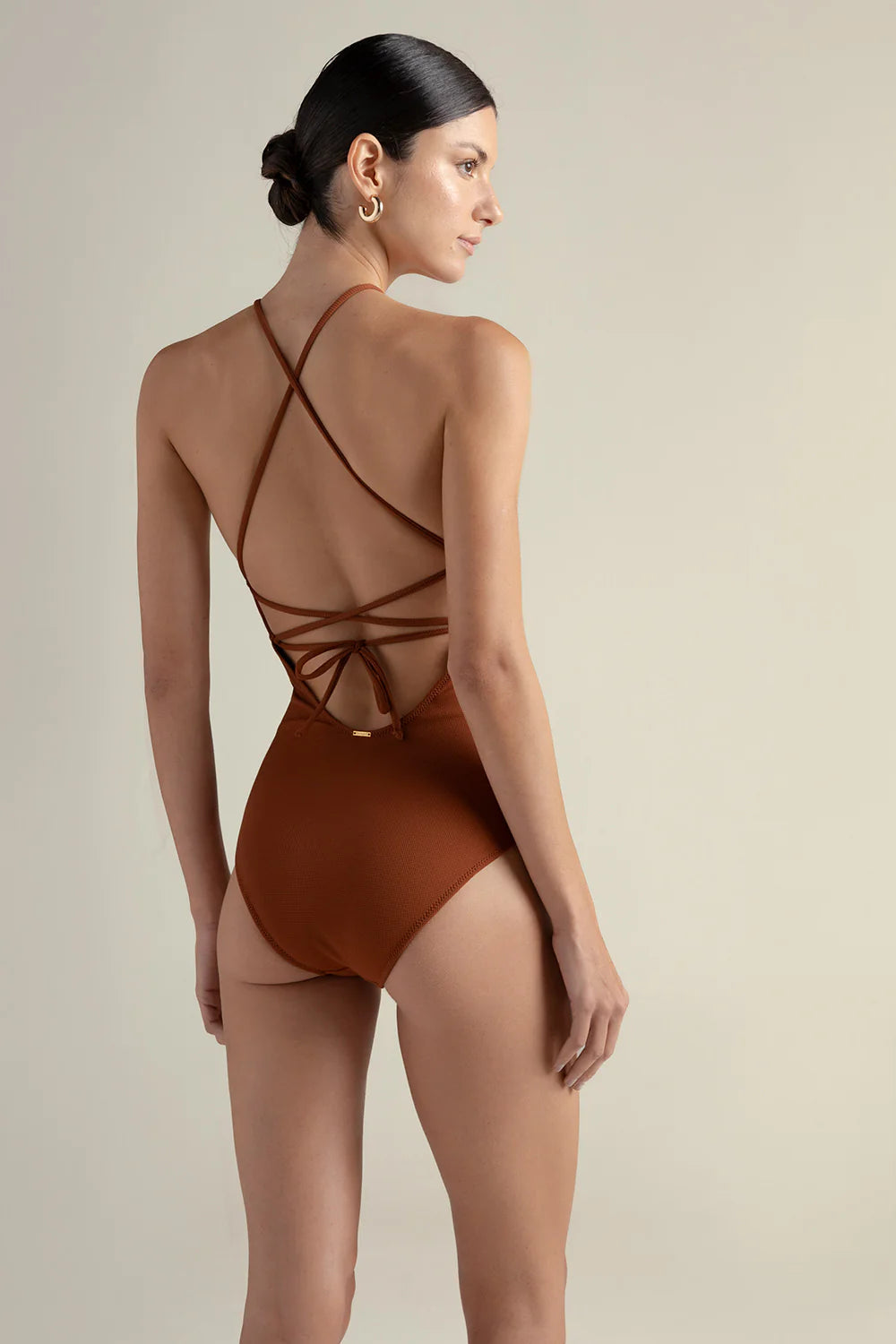 HALTER BROWN ONE PIECE