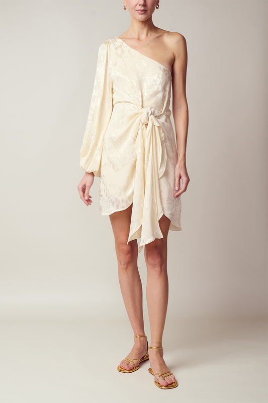 CAYMAN IVORY JAQUARD DRESS